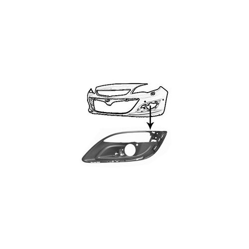 Grille De Prise D'air Inférieure Gauche Avec Trou D'antibrouillard Et De Moulure Chromée Pour Opel Astra J De 2013 À 2015