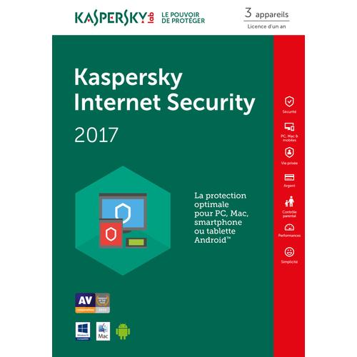 Kaspersky Internet Security 2017 3 Postes / 1 An / "Version Dématérialisée"