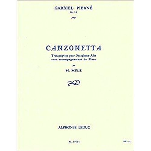 Canzonetta Pour Saxophone Alto Avec Accompagnement De Piano