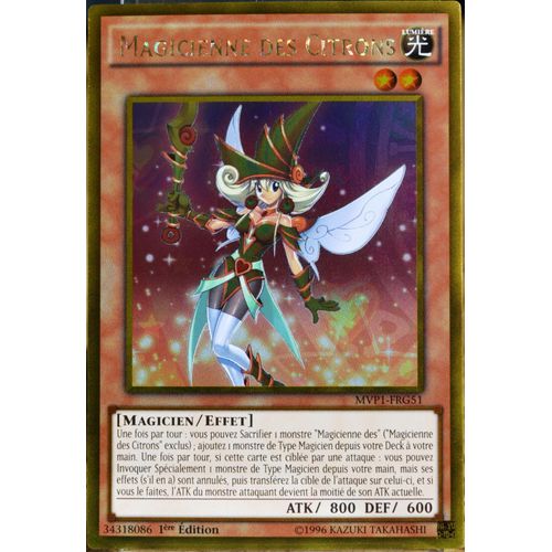 Carte Yu-Gi-Oh Mvp1-Frg51 Magicienne Des Citrons Gold Rare Neuf Fr