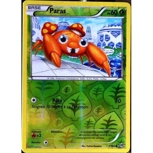 Carte Pokémon 1/162 Paras 60 Pv - Reverse Xy08 - Impulsion Turbo Neuf Fr