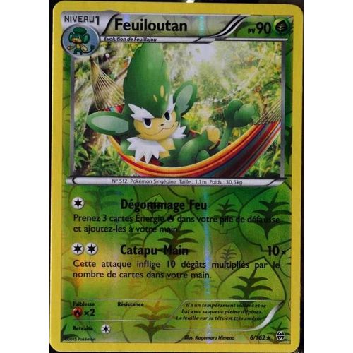 Carte Pokémon 6/162 Feuiloutan 90 Pv - Reverse Xy08 - Impulsion Turbo Neuf Fr