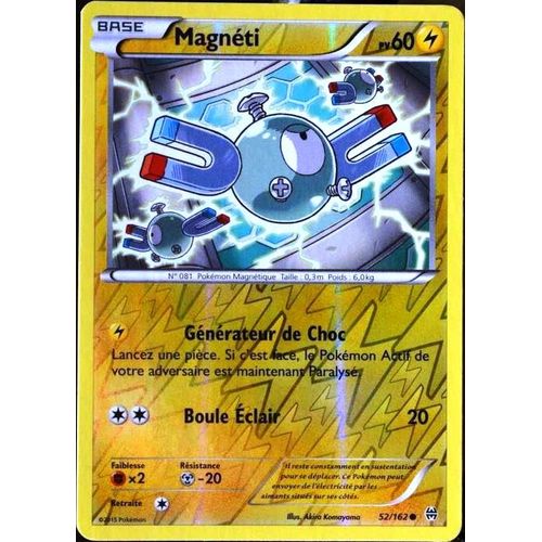 Carte Pokémon 52/162 Magnéti 60 Pv - Reverse Xy08 - Impulsion Turbo Neuf Fr