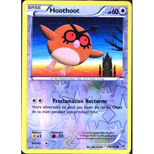 Carte Pokémon 119/162 Hoothoot 60 Pv - Reverse Xy08 - Impulsion Turbo Neuf Fr
