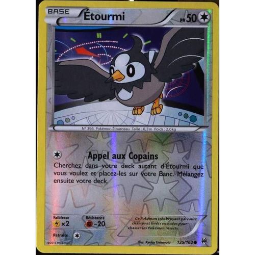 Carte Pokémon 125/162 Etourmi 50 Pv - Reverse Xy08 - Impulsion Turbo Neuf Fr