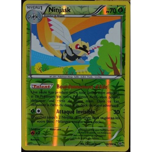 Carte Pokémon 10/108 Ninjask 70 Pv - Reverse Xy06 Ciel Rugissant Neuf Fr