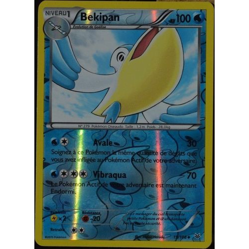 Carte Pokémon 19/108 Bekipan 100 Pv - Reverse Xy06 Ciel Rugissant Neuf Fr