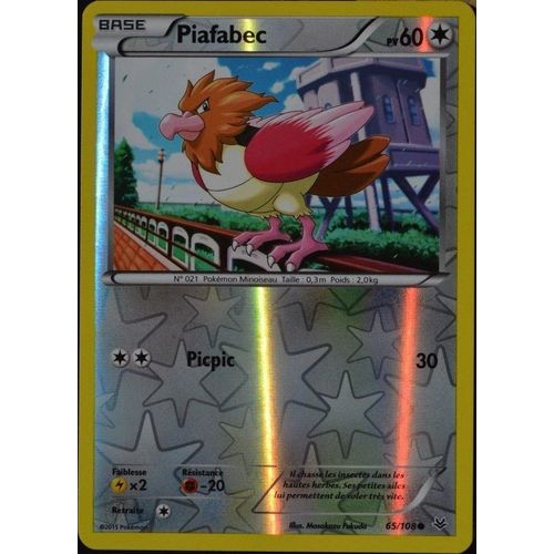 Carte Pokémon 65/108 Piafabec 60 Pv - Reverse Xy 6 Ciel Rugissant Neuf Fr