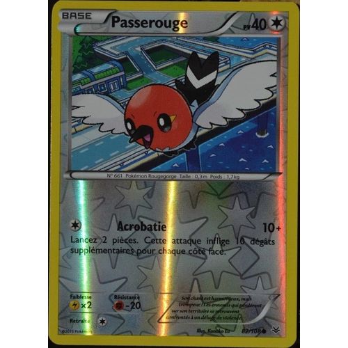 Carte Pokémon 82/108 Passerouge 40 Pv - Reverse Xy06 Ciel Rugissant Neuf Fr