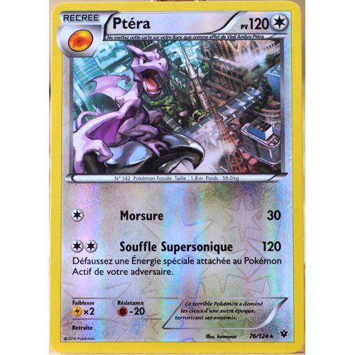 Carte Pokémon 76/124 Ptéra 120 Pv - Reverse Xy - Impact Des Destins Neuf Fr
