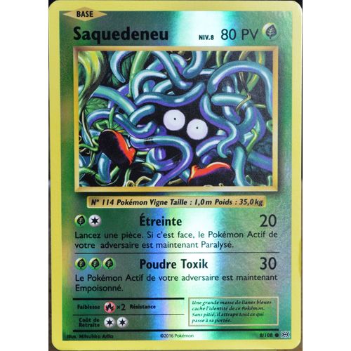 Carte Pokémon 8/108 Saquedeneu Niv.8 80 Pv - Reverse Xy - Evolutions  Neuf Fr