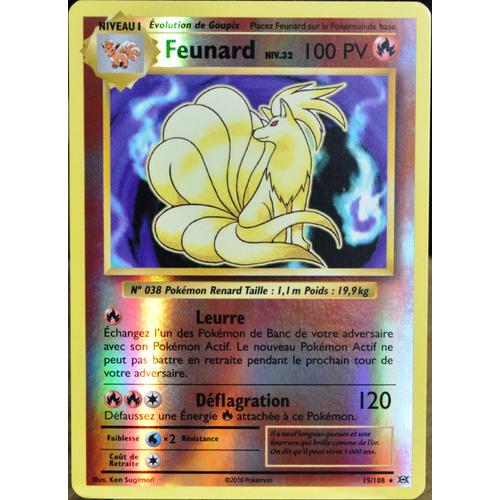 Carte Pokémon 15/108 Feunard Niv.32 100 Pv - Holo Reverse Xy - Evolutions  Neuf Fr