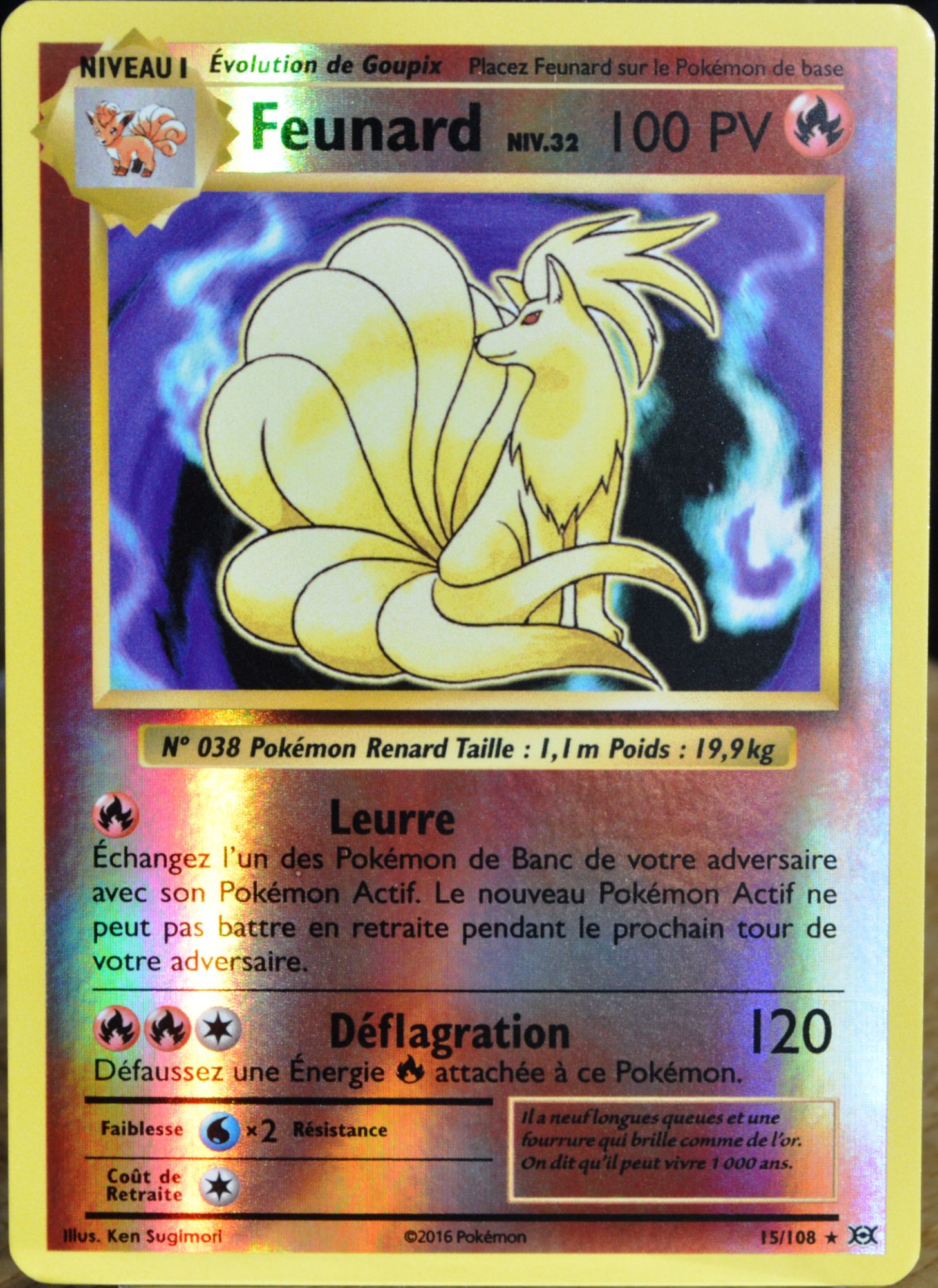 Carte Pokémon 15/108 Feunard Niv.32 100 Pv - Holo Reverse Xy - Evolutions  Neuf Fr