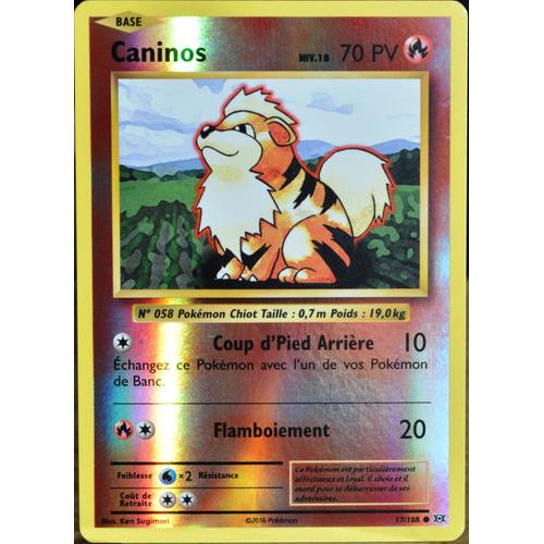 Carte Pokémon 17/108 Caninos Niv.17 70 Pv - Reverse Xy - Evolutions  Neuf Fr