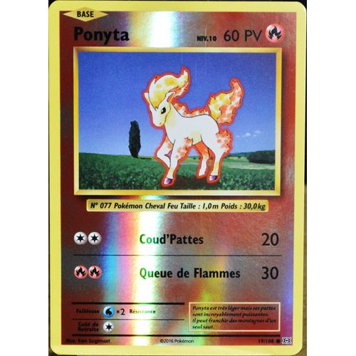 Carte Pokémon 19/108 Ponyta Niv.10 60 Pv - Reverse Xy - Evolutions  Neuf Fr