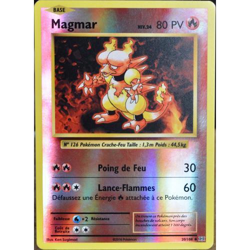 Carte Pokémon 20/108 Magmar Niv.24 80 Pv - Reverse Xy - Evolutions  Neuf Fr