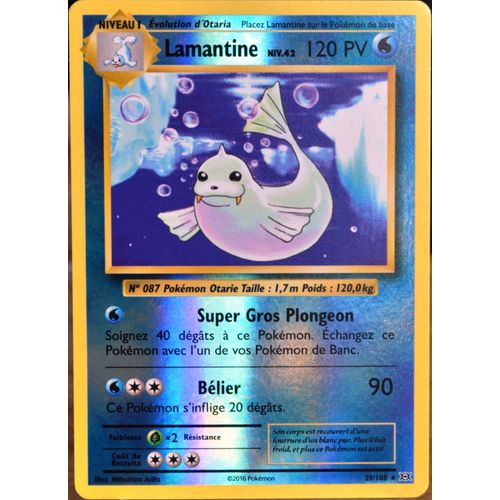 Carte Pokémon 29/108 Lamantine Niv.42 120 Pv - Reverse Xy - Evolutions  Neuf Fr