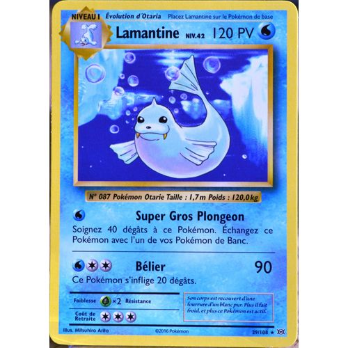 Carte Pokémon 29/108 Lamantine Niv.42 120 Pv Xy - Evolutions  Neuf Fr