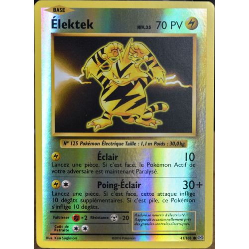 Carte Pokémon 41/108 Elektek Niv.35 70 Pv - Reverse Xy - Evolutions  Neuf Fr