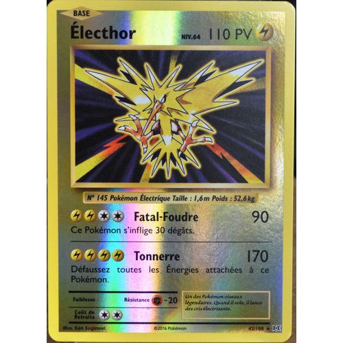 Carte Pokémon 42/108 Electhor Niv.64 110 Pv - Holo Reverse Xy - Evolutions  Neuf Fr