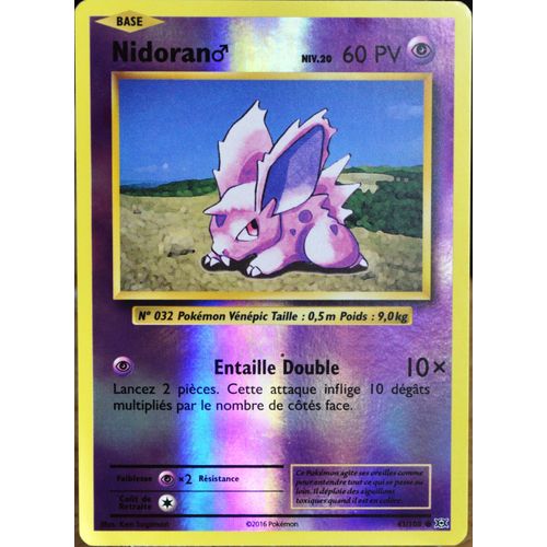 Carte Pokémon 43/108 Nidoran M. Niv.20 60 Pv - Reverse Xy - Evolutions  Neuf Fr