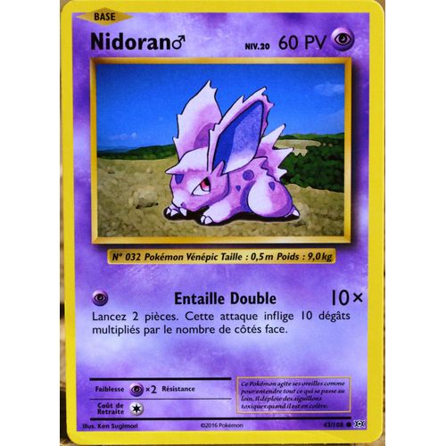 Carte Pokémon 43/108 Nidoran M. Niv.20 60 Pv Xy - Evolutions  Neuf Fr