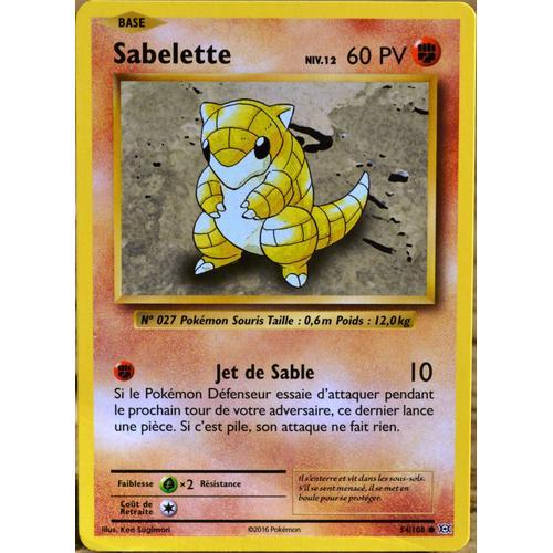 Carte Pokémon 54/108 Sabelette Niv.12 60 Pv Xy - Evolutions  Neuf Fr