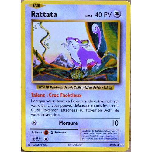 Carte Pokémon 66/108 Rattata Niv.9 40 Pv Xy - Evolutions  Neuf Fr