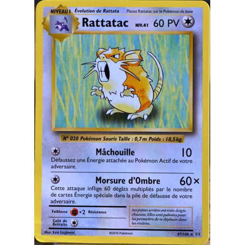 Carte Pokémon 67/108 Rattatac Niv.41 60 Pv Xy - Evolutions  Neuf Fr