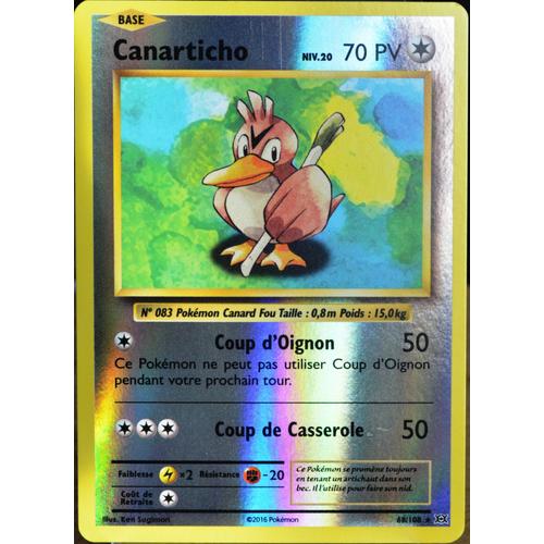 Carte Pokémon 68/108 Canarticho Niv.20 70 Pv - Reverse Xy - Evolutions  Neuf Fr