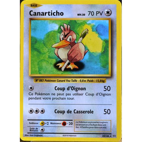 Carte Pokémon 68/108 Canarticho Niv.20 70 Pv Xy - Evolutions  Neuf Fr