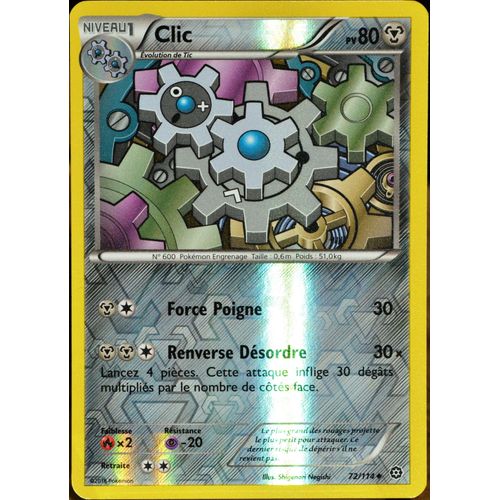 Carte Pokémon 72/114 Clic 80 Pv - Reverse Xy - Offensive Vapeur Neuf Fr