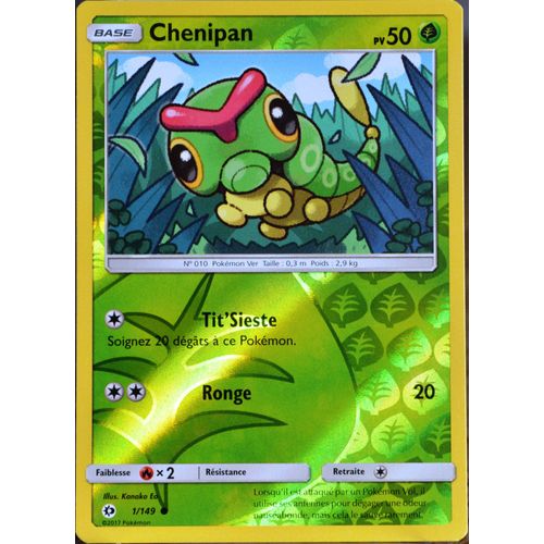 Carte Pokémon 1/149 Chenipan 50 Pv - Reverse Sm1 - Soleil Et Lune Neuf Fr