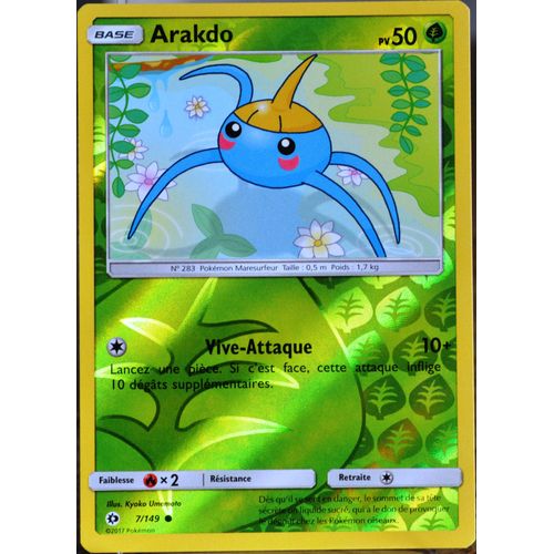 Carte Pokémon 7/149 Arakdo 50 Pv - Reverse Sm1 - Soleil Et Lune Neuf Fr