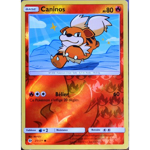 Carte Pokémon 21/149 Caninos 80 Pv - Reverse Sm1 - Soleil Et Lune Neuf Fr