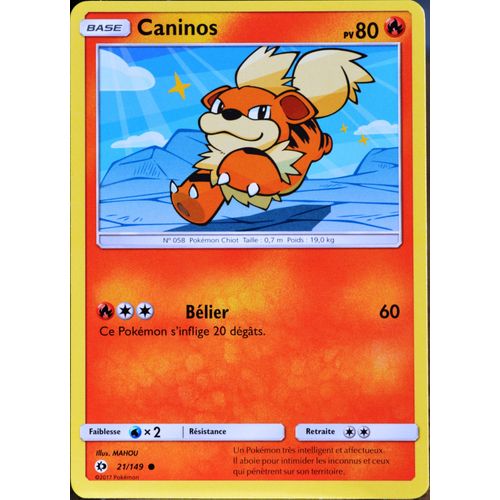 Carte Pokémon 21/149 Caninos 80 Pv Sm1 - Soleil Et Lune Neuf Fr