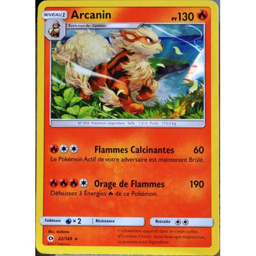 Carte Pokémon 22/149 Arcanin 130 Pv - Holo Sm1 - Soleil Et Lune Neuf Fr