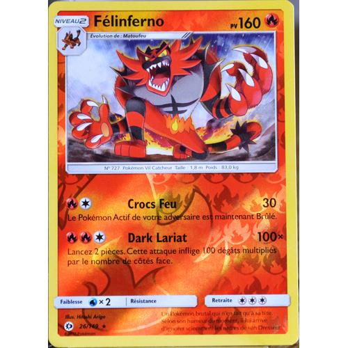 Carte Pokémon 26/149 Félinferno 160 Pv - Reverse Sm1 - Soleil Et Lune Neuf Fr