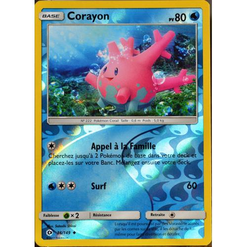 Carte Pokémon 36/149 Corayon 80 Pv - Reverse Sm1 - Soleil Et Lune Neuf Fr