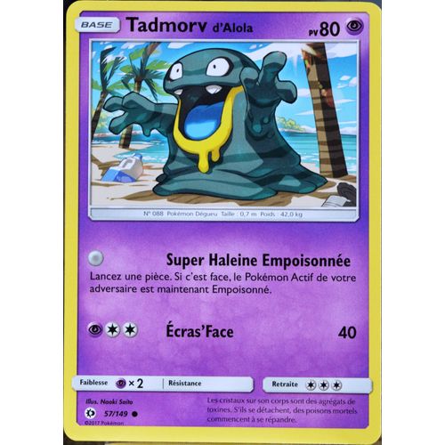 Carte Pokémon 57/149 Tadmorv D'alola 80 Pv Sm1 - Soleil Et Lune Neuf Fr