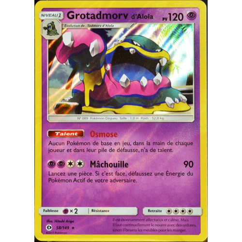 Carte Pokémon 58/149 Grotadmorv D'alola 120 Pv - Holo Sm1 - Soleil Et Lune Neuf Fr