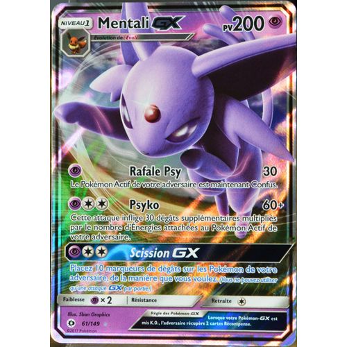 Carte Pokémon 61/149 Mentali-Gx 200 Pv Sm1 - Soleil Et Lune Neuf Fr