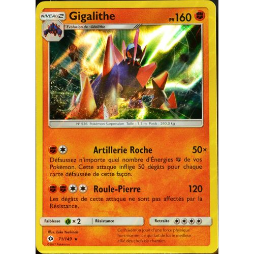 Carte Pokémon 71/149 Gigalithe 160 Pv - Holo Sm1 - Soleil Et Lune Neuf Fr