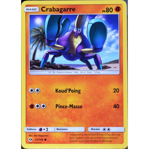 Carte Pokémon 72/149 Crabagarre 80 Pv Sm1 - Soleil Et Lune Neuf Fr