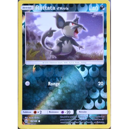 Carte Pokémon 76/149 Rattata D'alola 40 Pv - Reverse Sm1 - Soleil Et Lune Neuf Fr