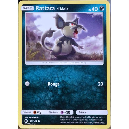 Carte Pokémon 76/149 Rattata D'alola 40 Pv Sm1 - Soleil Et Lune Neuf Fr