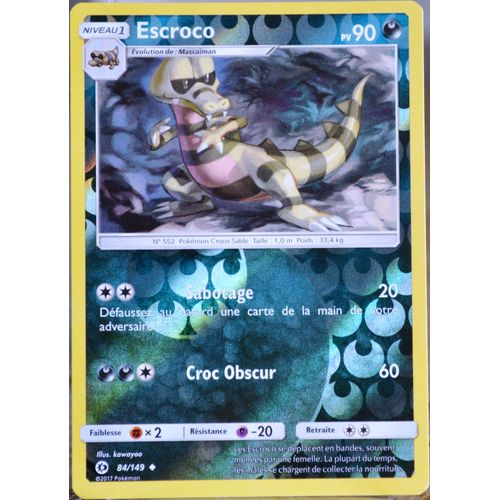 Carte Pokémon 84/149 Escroco 90 Pv - Reverse Sm1 - Soleil Et Lune Neuf Fr