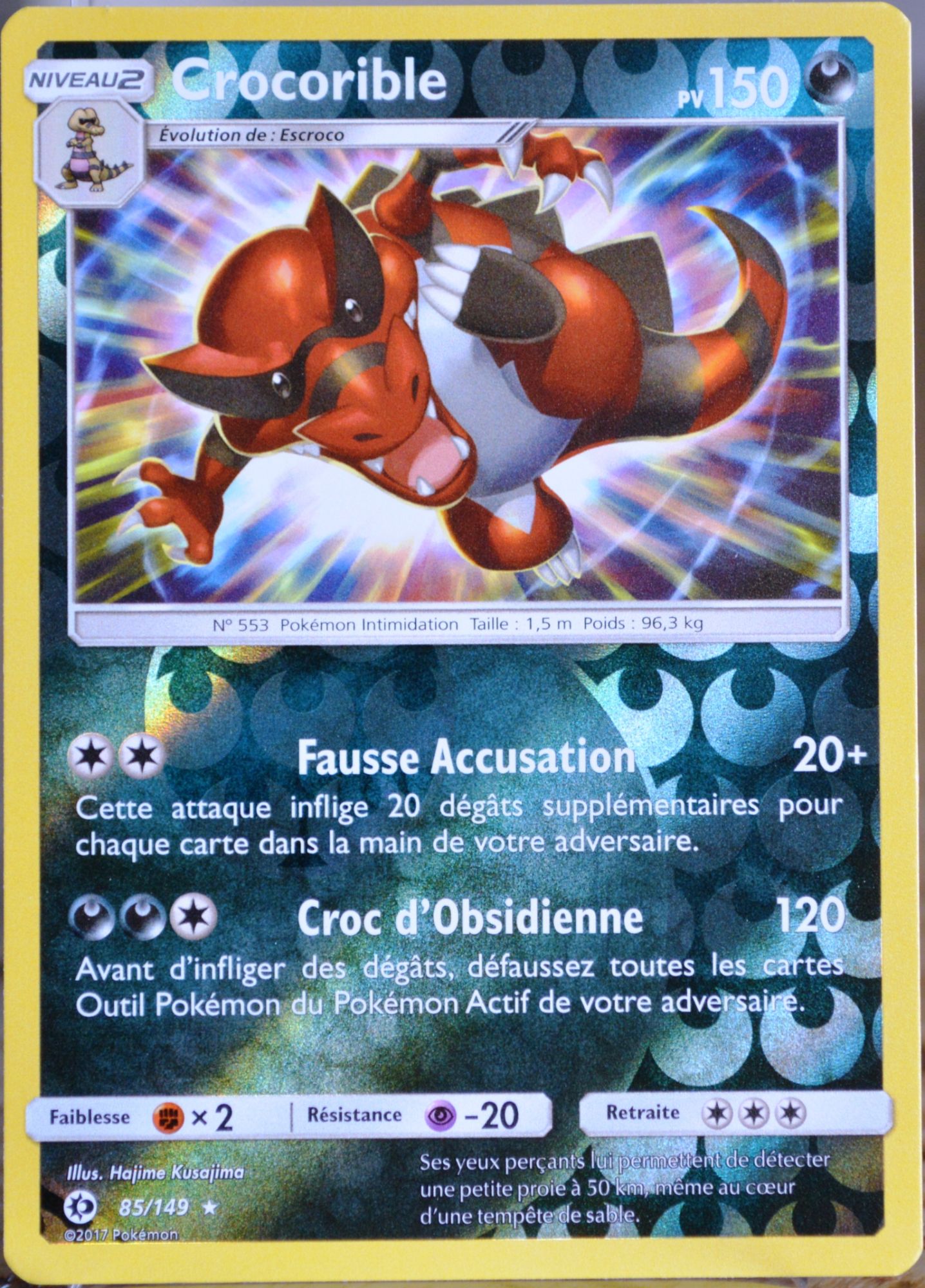 Carte Pokémon 85/149 Crocorible 150 Pv - Holo Reverse Sm1 - Soleil Et Lune Neuf Fr