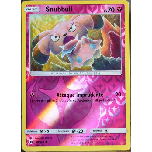 Carte Pokémon 90/149 Snubbull 70 Pv - Reverse Sm1 - Soleil Et Lune Neuf Fr