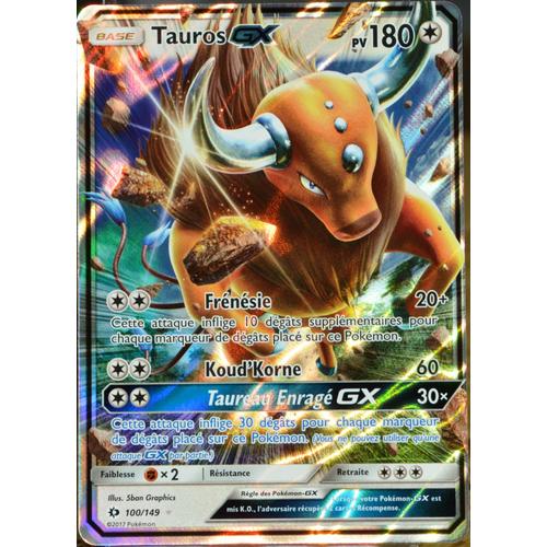 Carte Pokémon 100/149 Tauros Gx 180 Pv Sm1 - Soleil Et Lune Neuf Fr